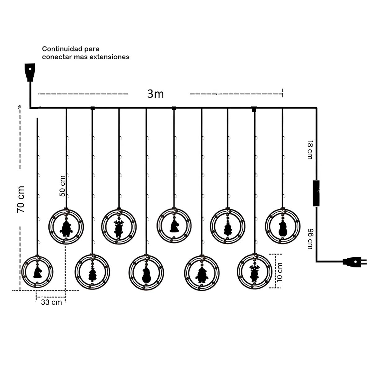 Cortina de Luces Navideña 3 Metros