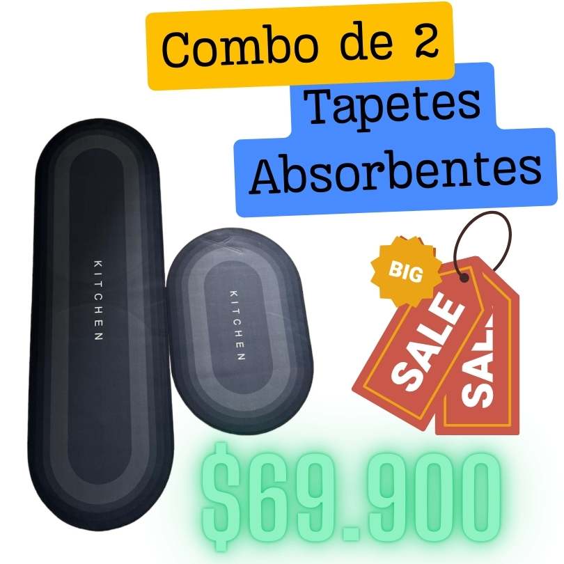 COMBO DE TAPETE COCINA Y BAÑO ABSORBENTE Y ANTIDESLIZANTE